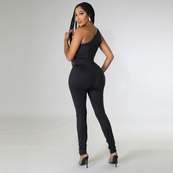 Sexy Beaded cut out Sleeveless Jumpsuit