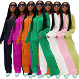 Women Long Sleeve Turndown Collar Button Shirt + Pant Two Piece