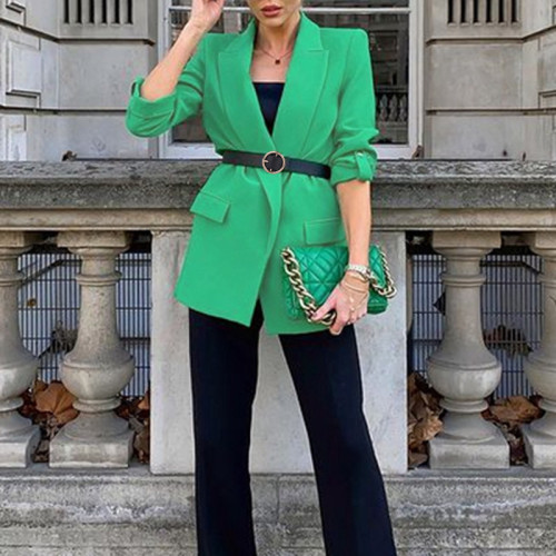 Autumn Solid Color Long Sleeved Blazer