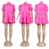 Solid Short Sleeve Casual Loose Dress