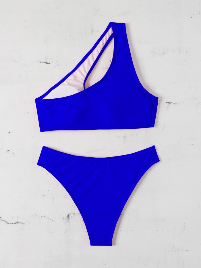 Hollow Out Solid Two Piece Swimwear