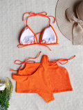 Bikini Three-Piece Swimsuit Women's solid Color Swimwear Multi-piece Bikini