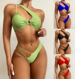 Hollow Out Solid Two Piece Swimwear