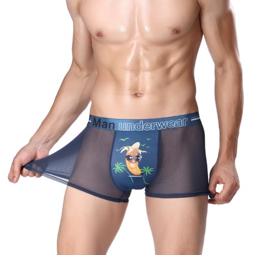 Men's Ice Silk Sexy breathable Printed Boxer