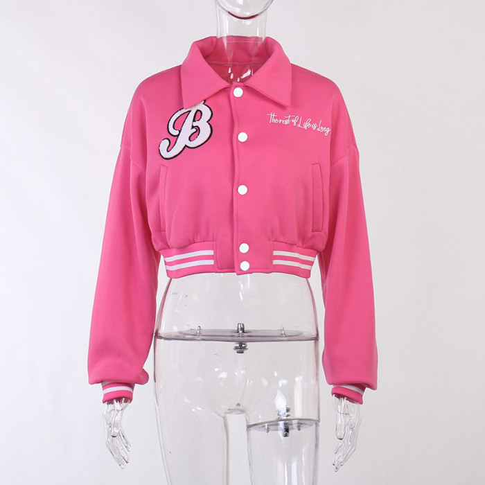 Letter Embroidery Baseball Jacket