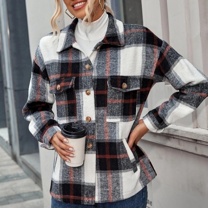 Flannel Plaid Fur Coat