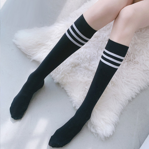 Black and White Stripe Temptation Socks Pure student High Tube Socks