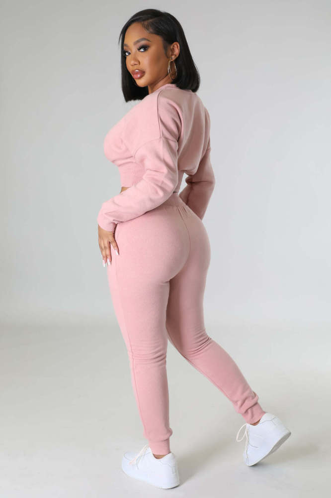 Thread Plush Sweater Leisure Sports Two-piece Set