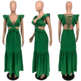 Ruffle Casual Boho Maxi Long Dress