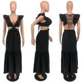 Ruffle Casual Boho Maxi Long Dress