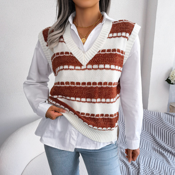 Knit Vest Sweater Women Cute Autumn Winter Pullovers Tops Loose Sweaters Vests