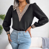 Long Sleeve Casual White Embroidery V-neck Formal Chiffon Tops Blouse Women New Top Shirts