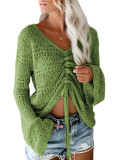 Hollow Out Drawstring Knit Top