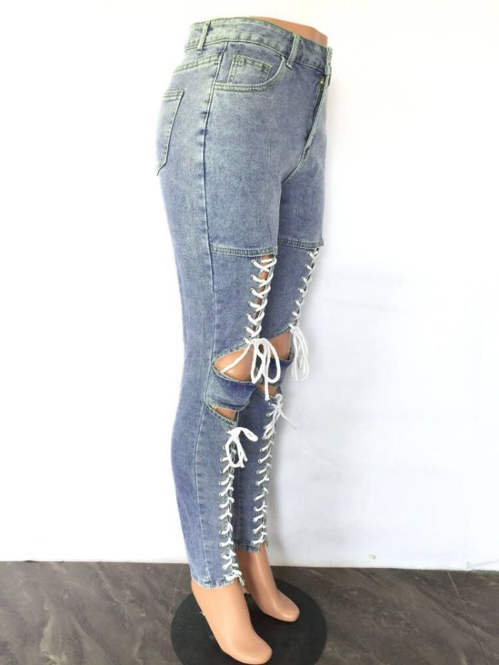 Strap Washing Casual Tight Sexy Stretch Jeans