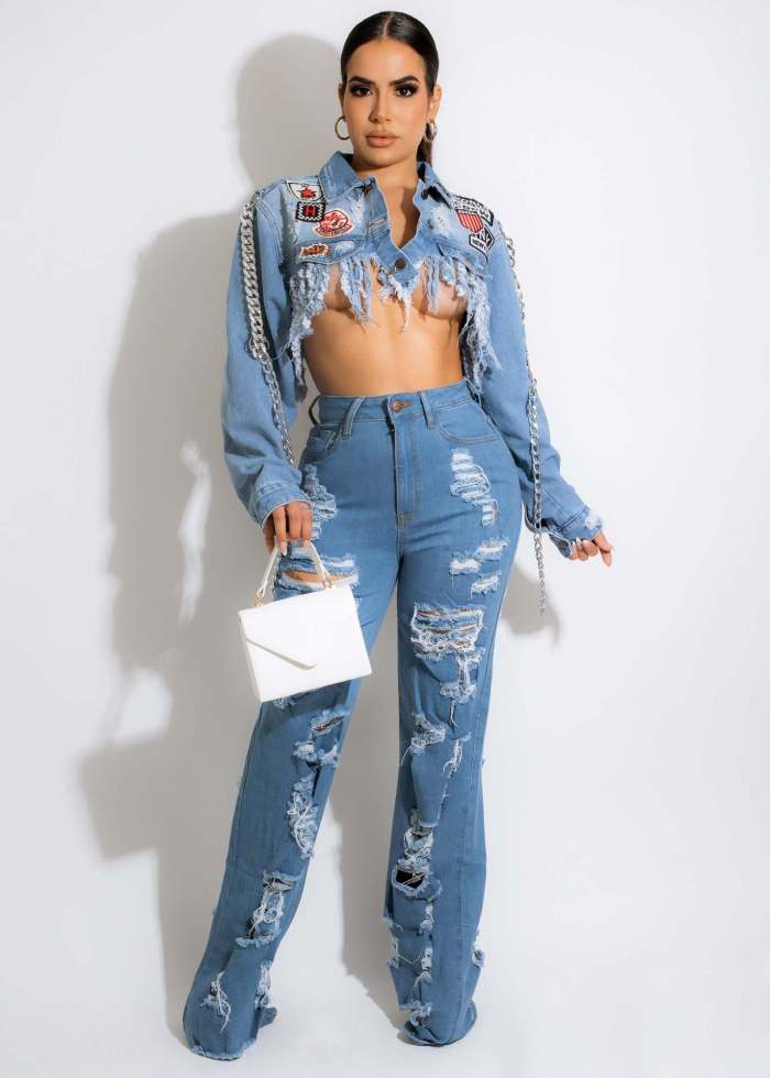 Sexy Stretch Ripped Micro Flare Jeans