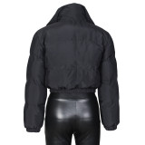 Winter Warm Zip High Neck Short Padded Jacket