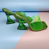 Fashionable Colorful Crystal Heel PVC Sandals