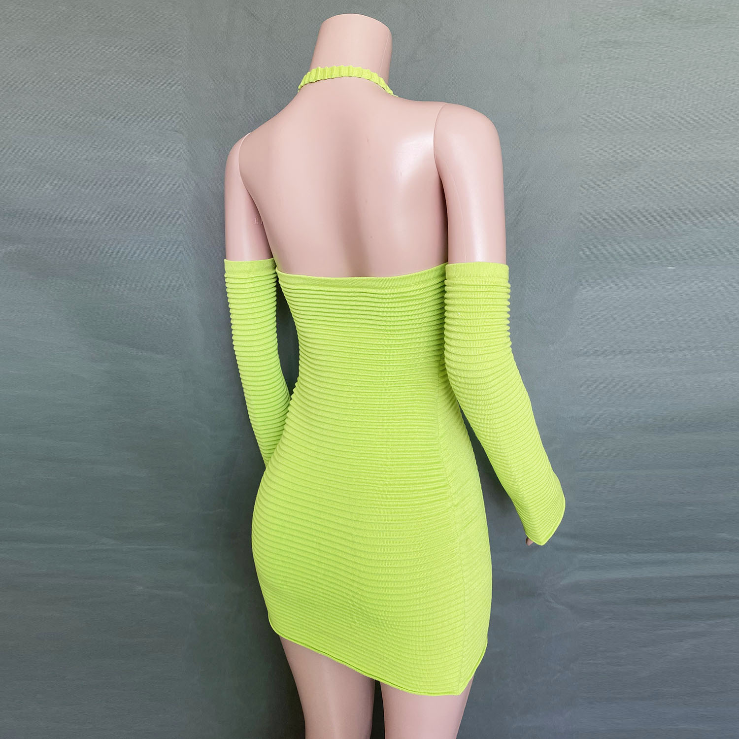 US 9.20 Knit Halter Party Dress With Gloves For Women Wholesale www