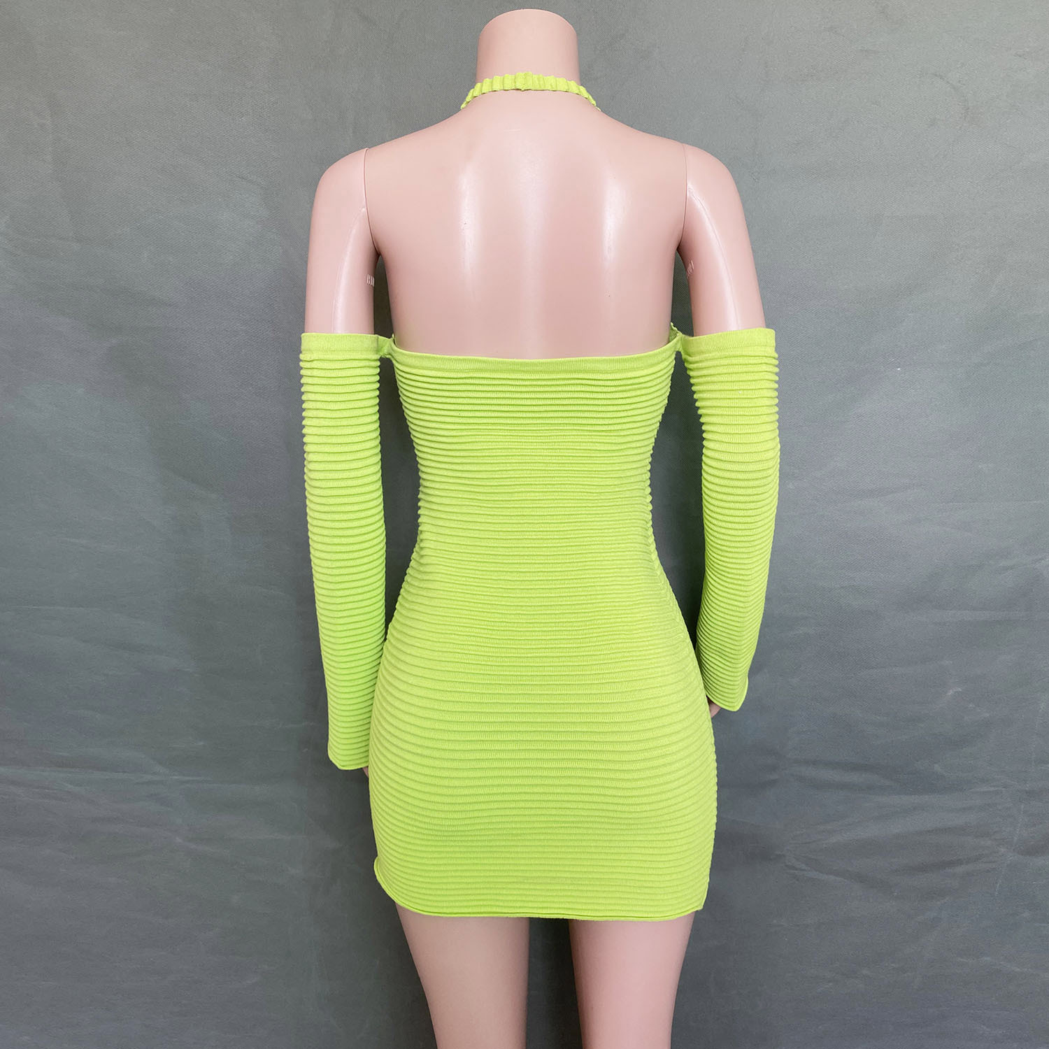 US 9.20 Knit Halter Party Dress With Gloves For Women Wholesale www