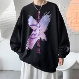 Men's Autumn Graffiti Print Long Sleeve Loose Round Neck Sweater