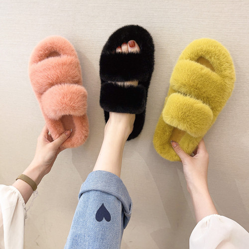 Flat Bottom Warm Pur Slippers