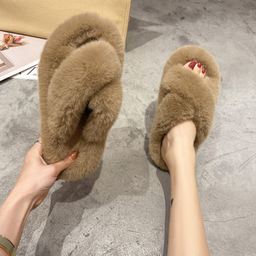 Lazy People Wear Cross Thick Soled Open Toe Pur Slippers