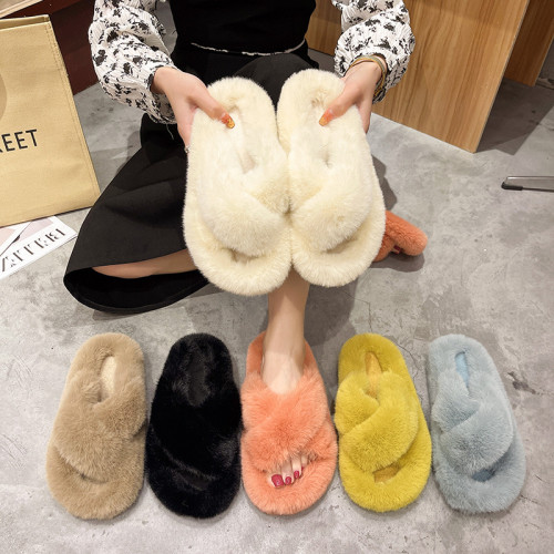 Lazy People Wear Cross Thick Soled Open Toe Pur Slippers