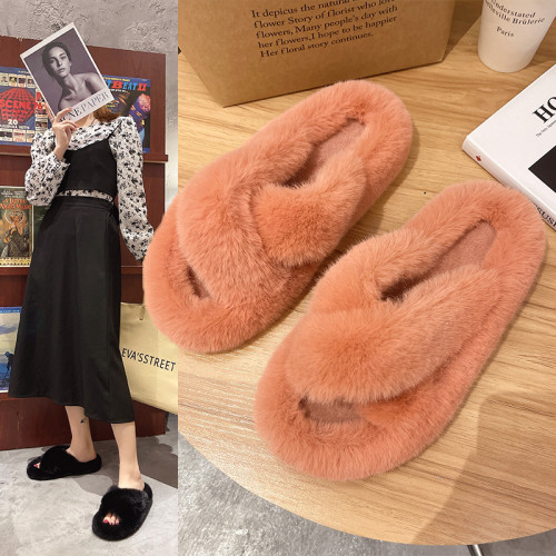 Lazy People Wear Cross Thick Soled Open Toe Pur Slippers