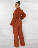Sexy V-Neck Long Sleeve Tight Shirt Jumpsuit