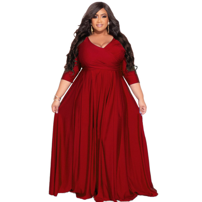 Plus Size Women's Solid Color Maxi dresses