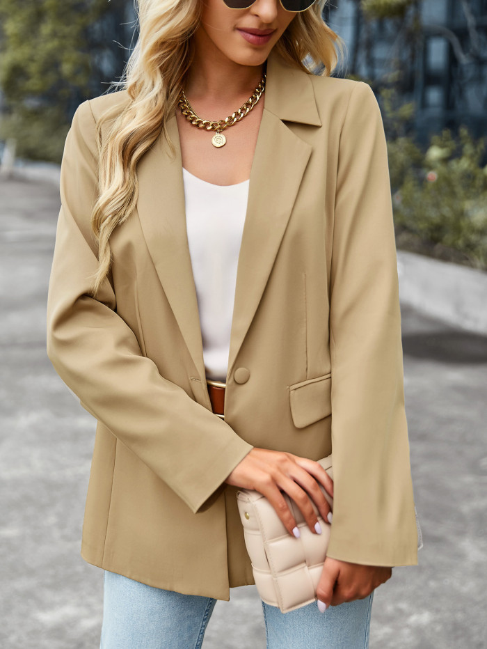 Autumn Solid Color Long Sleeve Single Button Professional Jacket