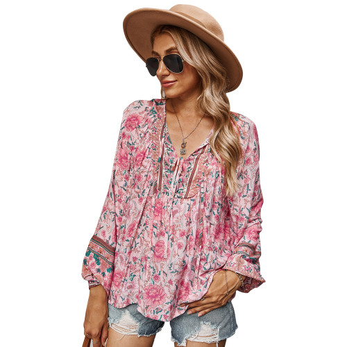 Autumn Tether Romantic Holiday Print Top