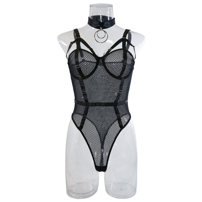 ihoov Sexy Lace With Collar Bodysuit