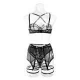 Leopard Print Mesh Sexy Three Piece Set