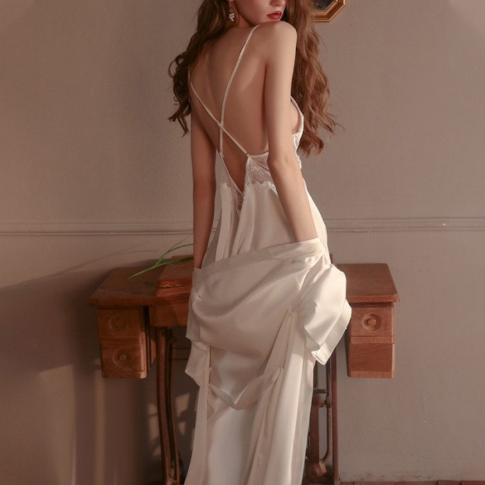 Lace Sling Backless Nightdress Set