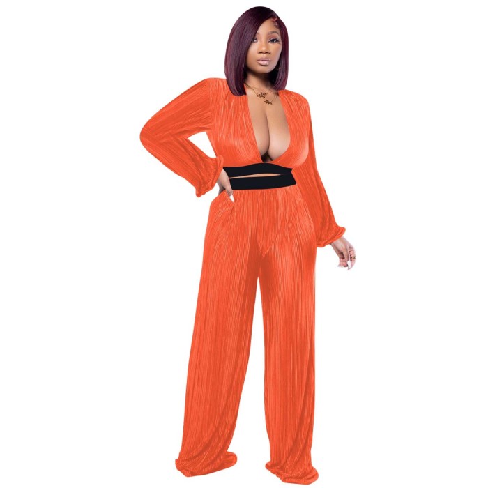V Neck Crop Top And Flare Pant Set