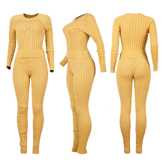 Two Piece Solid Sweater Set