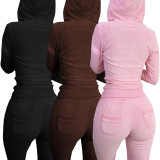 Women Fleece Vest Hooded Three-Piece