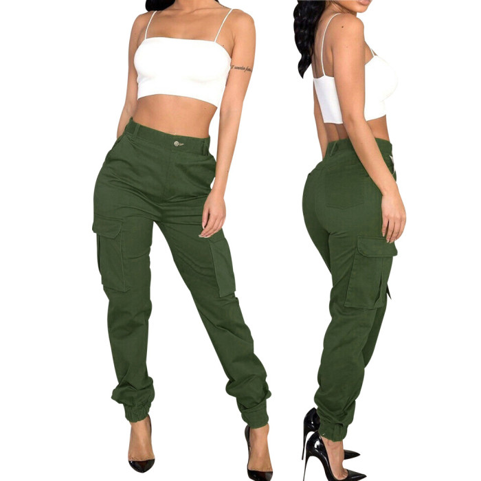 Casual High Waist Camou Track Pants