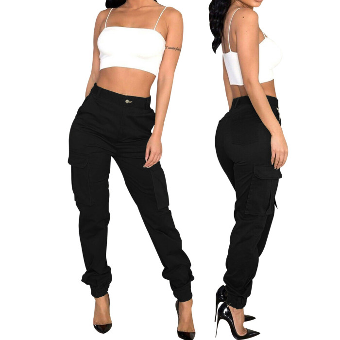 Casual High Waist Camou Track Pants