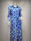 Printed Long Sleeve Muslim Dress