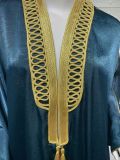 Golden Embroidered Bat Sleeve Muslim Robe