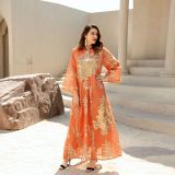 Golden Beaded Embroidered Yarn Muslim Dress