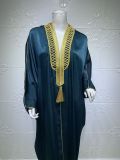 Golden Embroidered Bat Sleeve Muslim Robe