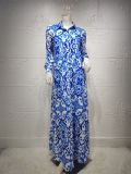 Printed Long Sleeve Muslim Dress