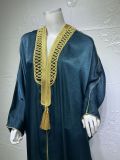 Golden Embroidered Bat Sleeve Muslim Robe