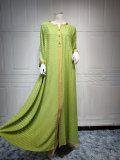 Women Printed Tape Embroidery Islamic Clothing Kaftan Abaya Muslim Dress