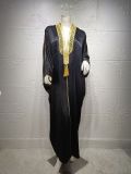 Golden Embroidered Bat Sleeve Muslim Robe