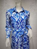 Printed Long Sleeve Muslim Dress