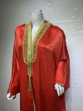 Golden Embroidered Bat Sleeve Muslim Robe